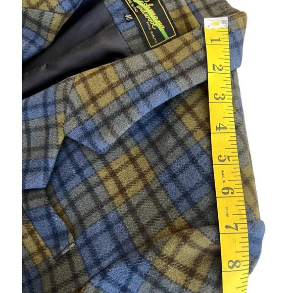 Vintage Cashmere and Wool Plaid Blazer Jacket 40 Made in Italy Preppy Academia - Picture 7 of 9